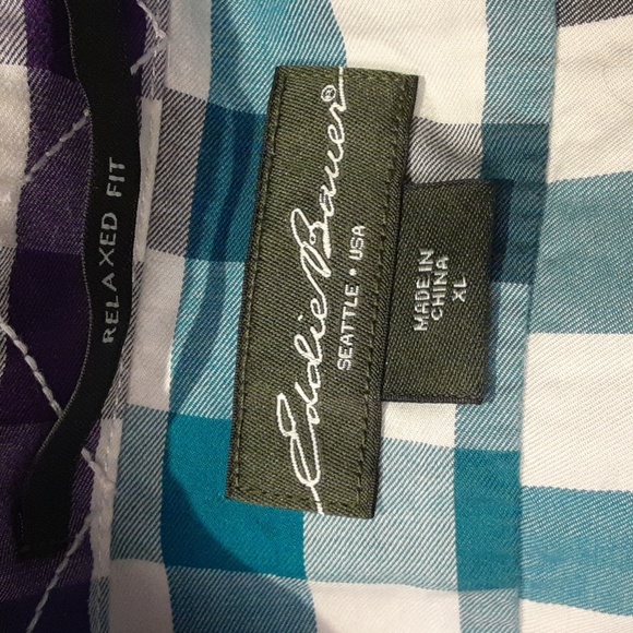 Short sleeve plaid Eddie Bauer shirt size XL - Picture 2 of 2
